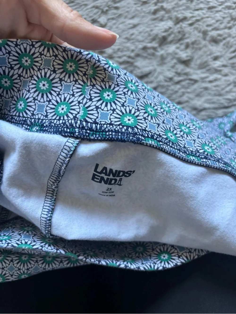 Lands end geometric Floral Print Green and Blue shorts size 2X